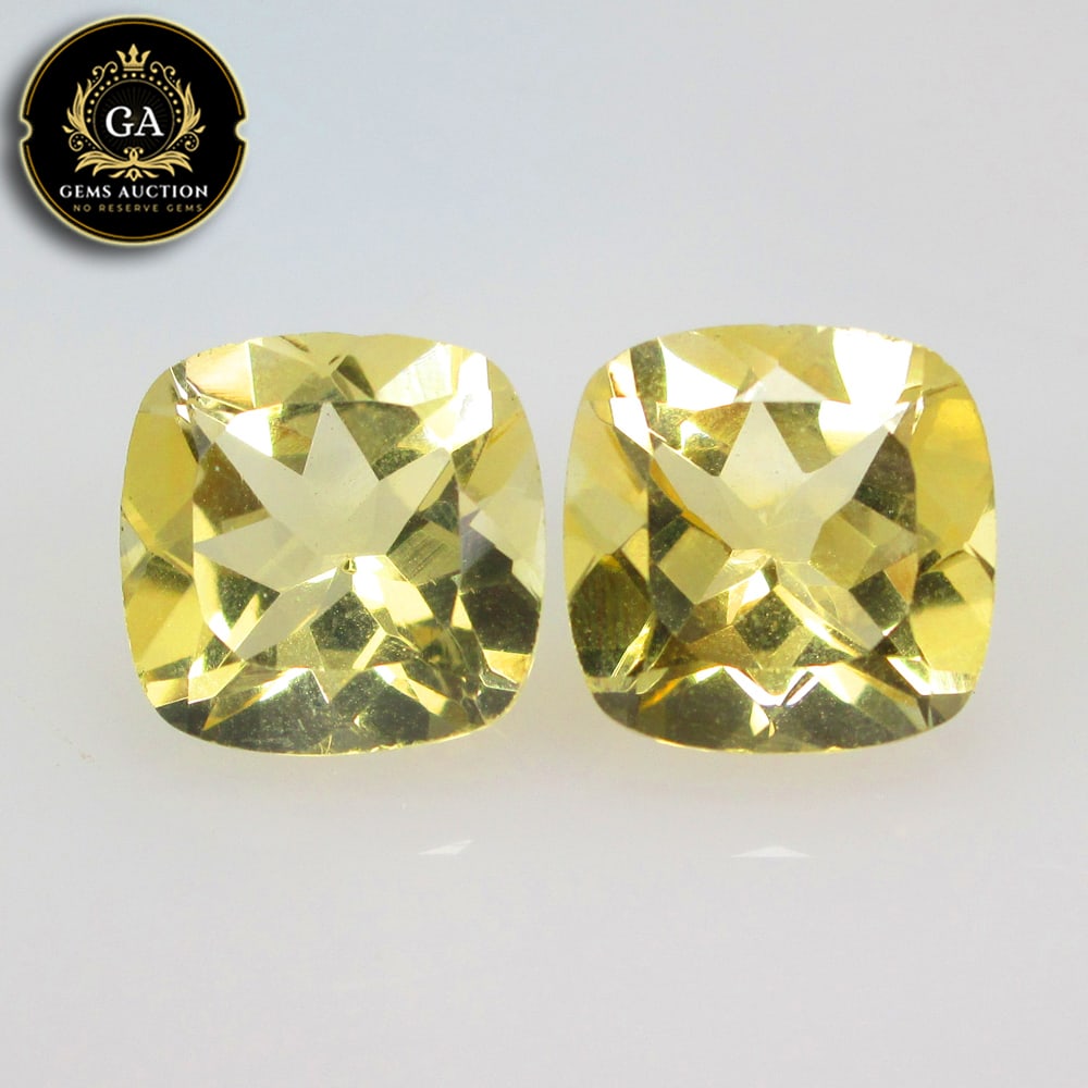 6.01 Ct Natural Loupe Clean Lemon Quartz Cushion Cut Pair: Weight - 6.01 Ct / Size -9.20 x 9.20 x 6.30 mm / 2 Pc's / Shape - Cushion Cut / Clarity - VVS / Origin - Brazil / Treatment - None