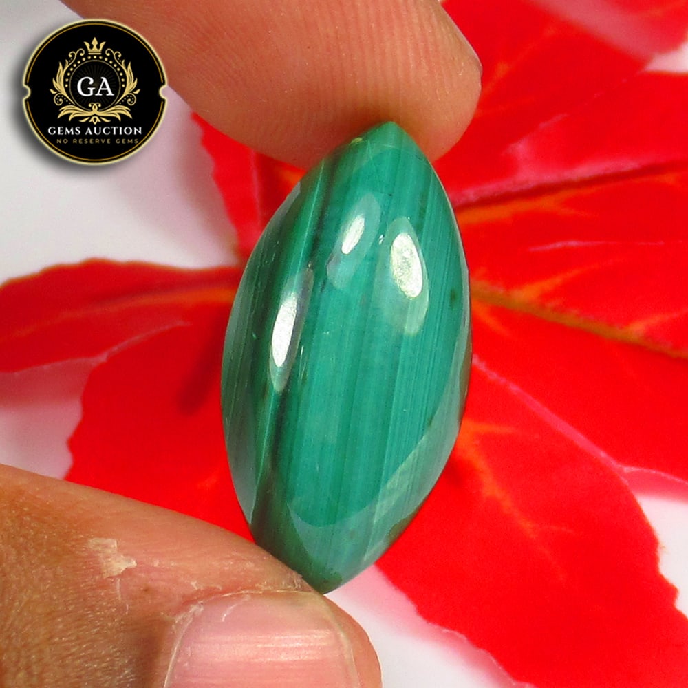 23.09 Ct Natural Elegant Green Malachite Marquise Cab: Weight - 23.09 Ct / Size - 25.50 x 12.30 x 6.80 mm / Shape - Marquise Cab / Color - Green / Clarity - Opaque / Origin - Rissua / Treatment - None
