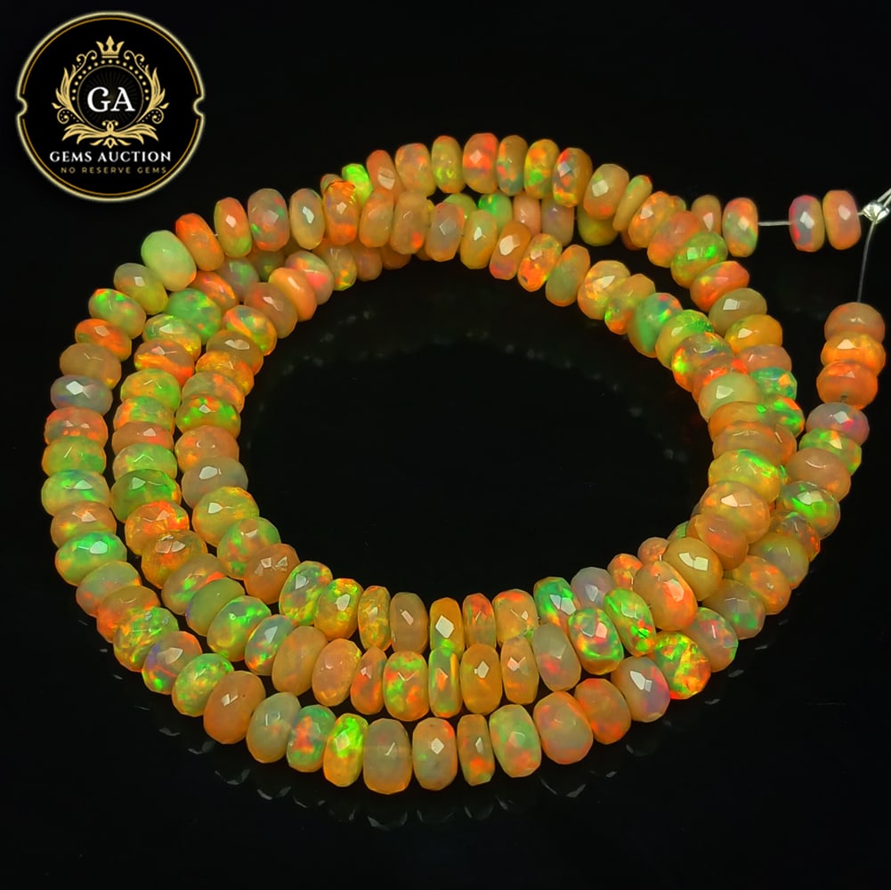 87.49 Ct Natural Drilled Multi-color Opal Good Fire Round Cut Beads (1 of 4)