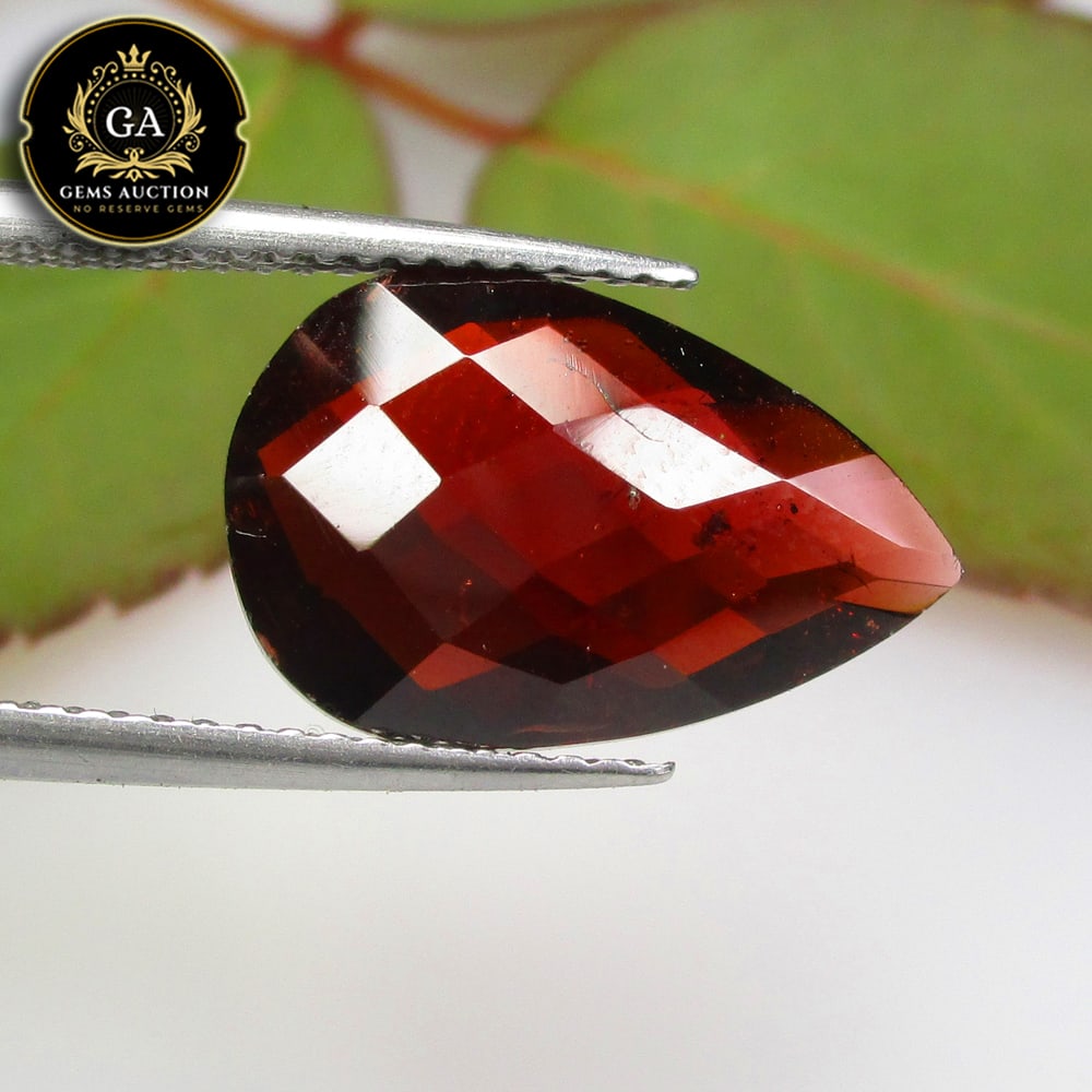 5.40 Ct Natural Rhodolite Garnet Almandine Red Pear Checkerboard Cut (1 of 3)