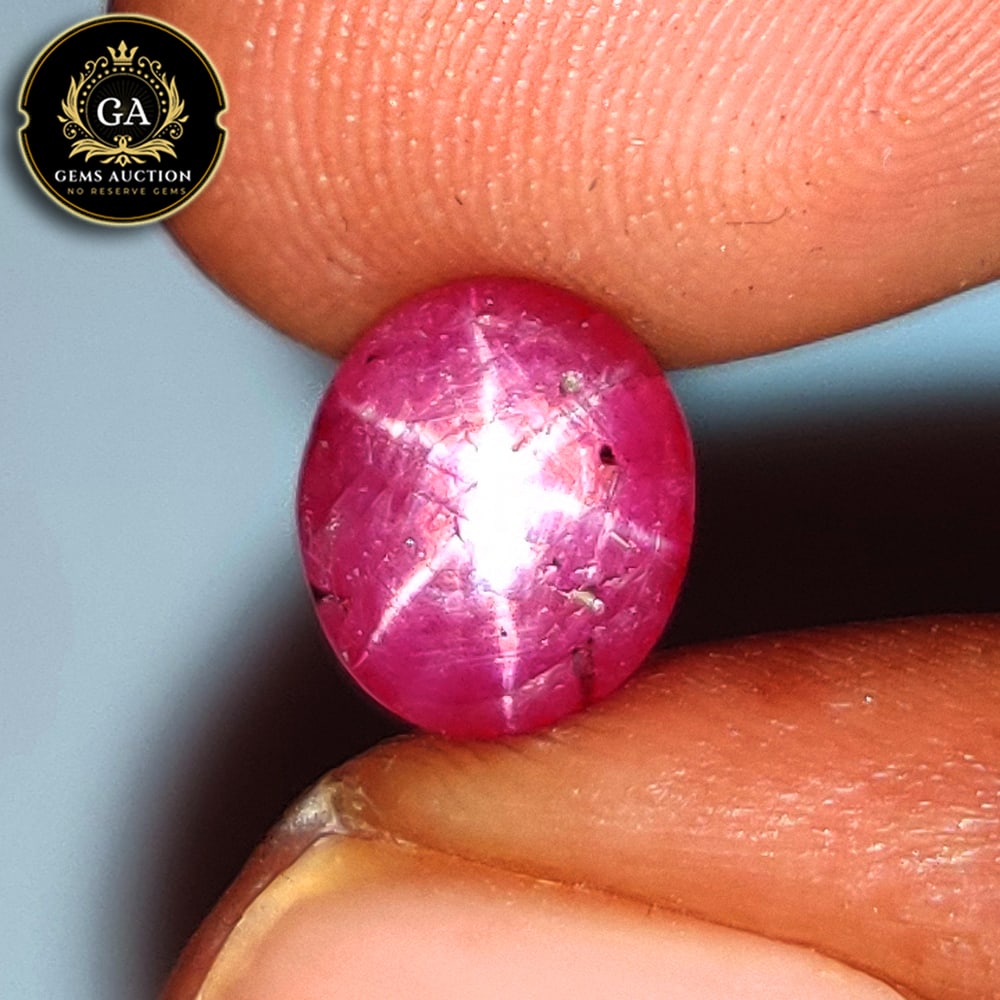 2.83 Ct Natural Untreated Red Six Line Indian Star Ruby Oval Cab (1 of 3)