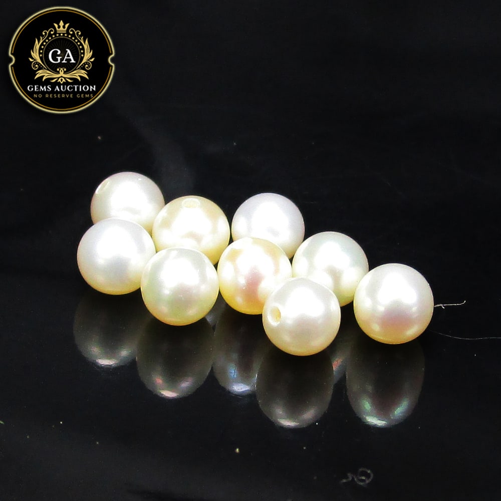 5.22 Ct Natural Fresh Water Pearl Fancy Round Ball Beads: Weight - 5.22 Ct / Size - 4.30 - 4.50 mm / 9 Pc's / Shape - Round Ball Beads / Color - White / Clarity - OPaque / Origin - India / Treatment - None