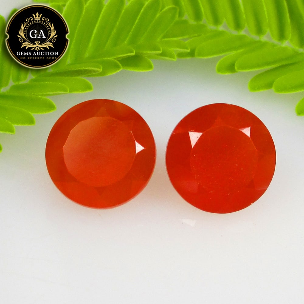2.31 Ct Natural Carnelian Round Cut Pair: Weight - 2.31 Ct / Size - 7.10 x 7.10 x 4.40 mm / 2 Pc's / Shape - Excellent Round Cut / Clarity - Semi - Transparent / Origin - Brazil