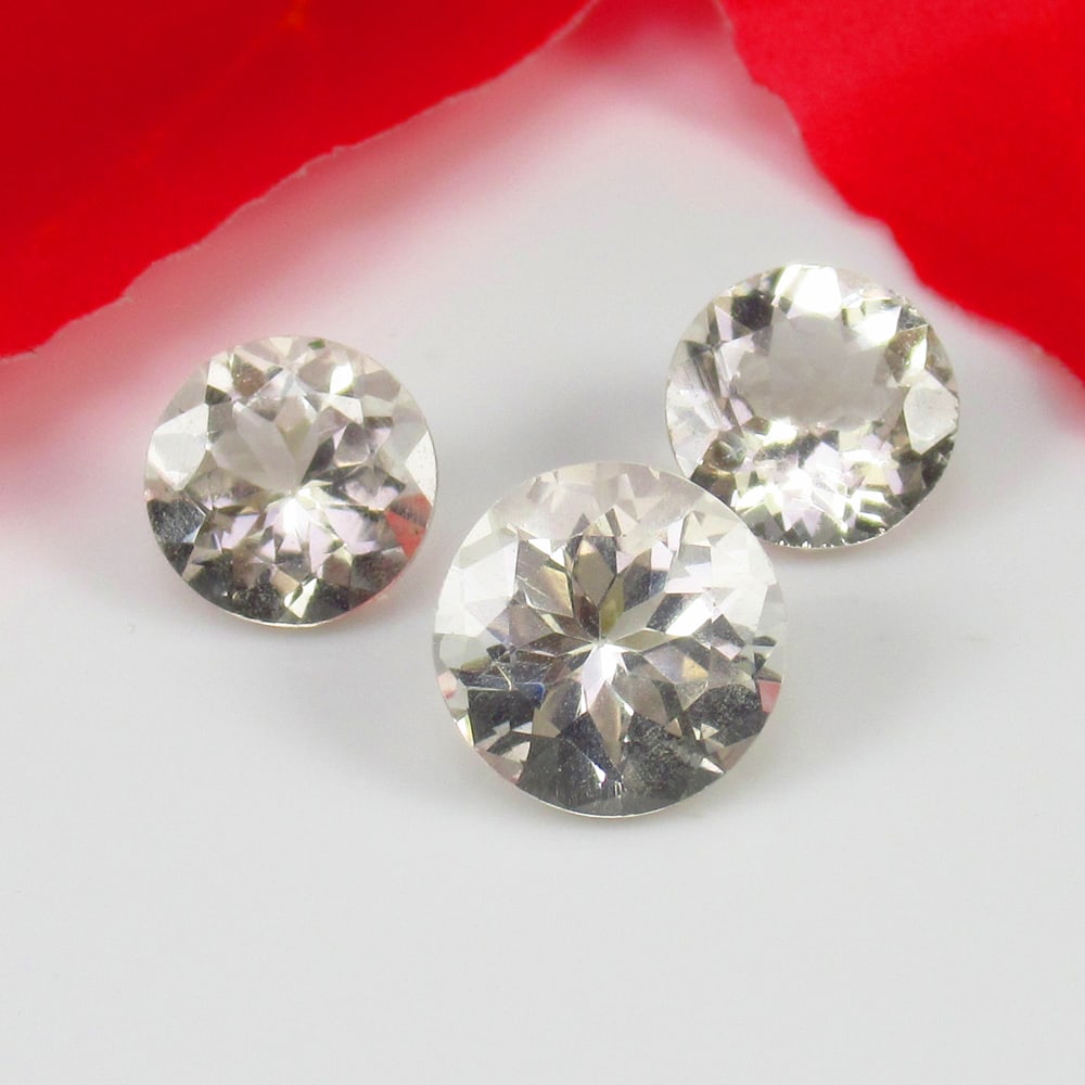 6.73 Ct Natural White Crystal Round Cut Set (1 of 3)