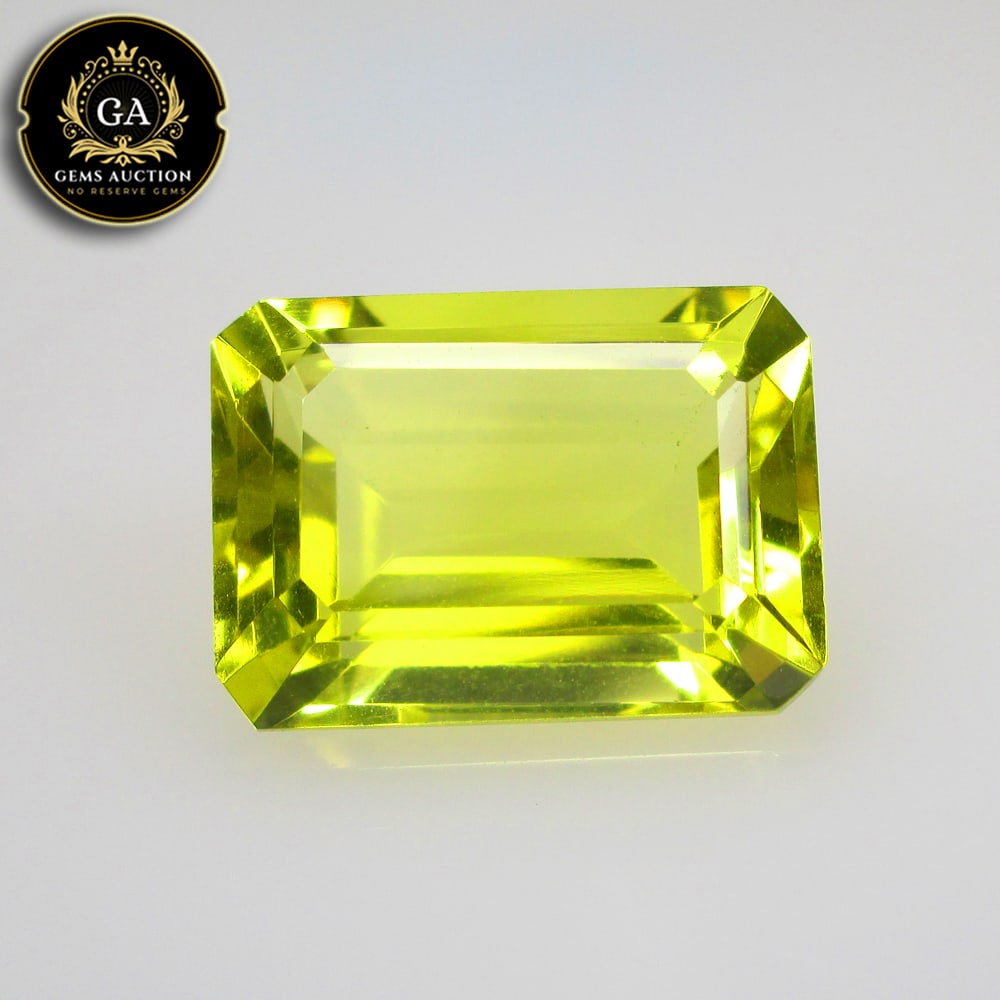 7.74 Ct Natural Loupe Clean Lemon Quartz Octagon Cut: Weight - 7.74 Ct / Size - 14.00 x 10.10 x 7.20 mm / Shape - Octagon Cut / Clarity - VVS / Origin - Brazil / Treatment - None