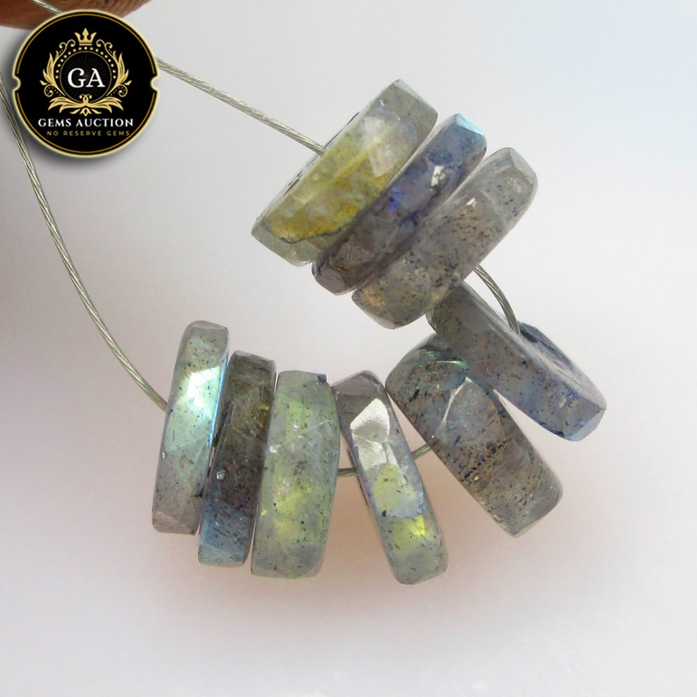 9.98 Ct Natural Blue Tint Labradorite Drilled Round Cut Beads: Weight - 9.98 Ct / Size - 7.30 - 7.80 mm / 9 Pc's / Shape - Excellent Round Cut Beads / Clarity - Opaque / Origin - Africa / Treatment - None