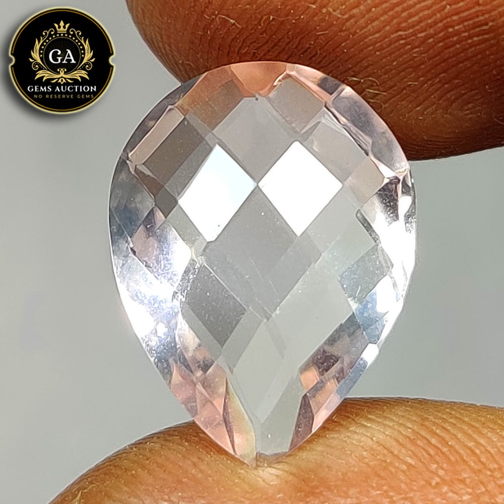 5.89 Ct Natural Rose Quartz Pear Checkerboard Cut: Weight - 5.89 Ct / Size - 15.70 x 11.90 x 5.90 mm / Shape - Pear Checkerboard Cut / Clarity - Semi Transaprent / Origin - Brazil / Treatment - None