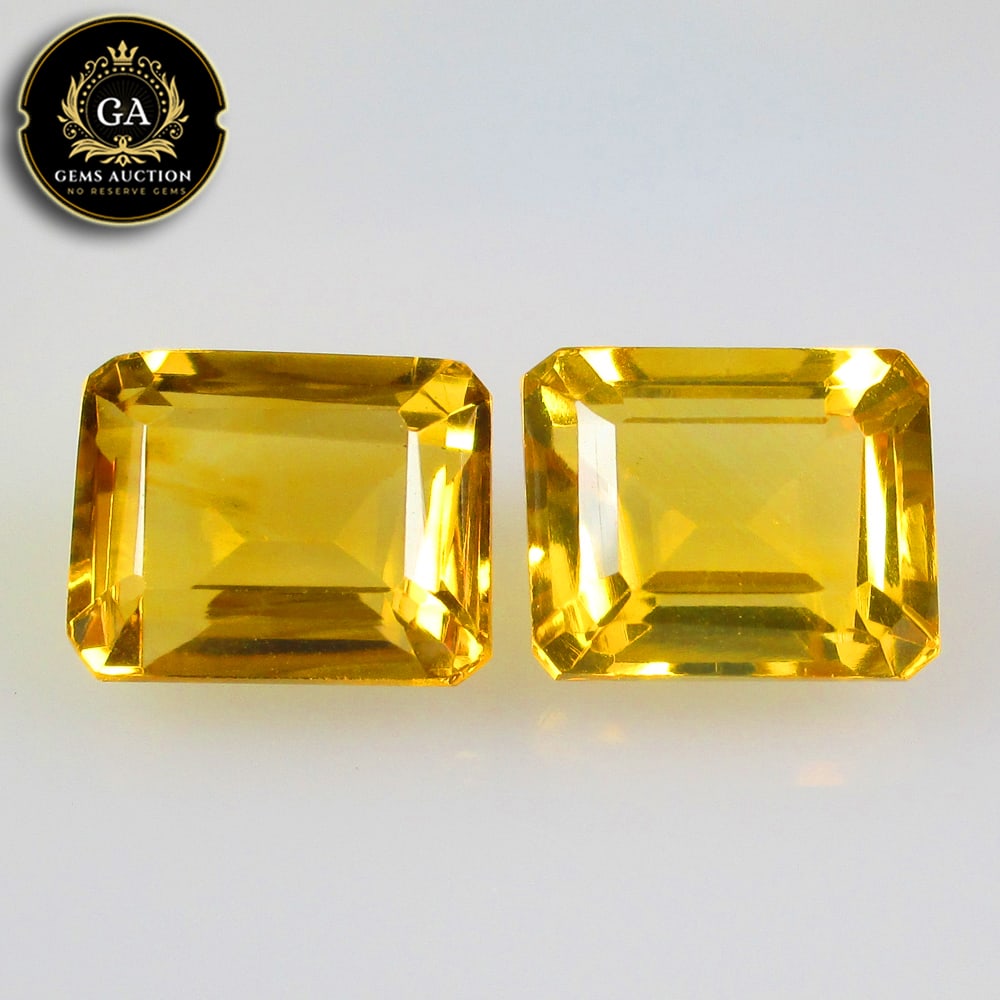 8.85 Ct Natural Golden Yellow Citrine Octagon Cut Pair (1 of 3)