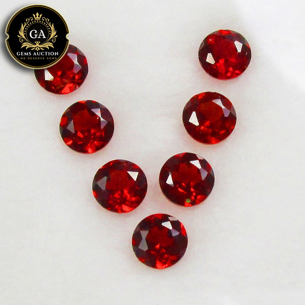3.65 Ct Natural Rhodolite Garnet Almandine Round Cut Set: Weight - 3.65 Ct / Size - 4.90 - 5.20 mm / 7 Pc's / Shape - Round Cut / Clarity - VVS / Origin - Nigeria / Treatment - None