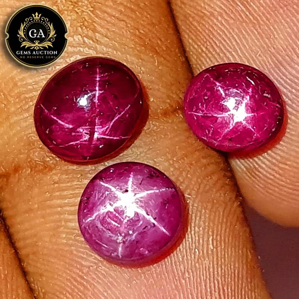 8.80 Ct Natural Untreated Red Six Line Indian Star Ruby Oval Cab Set (1 of 4)