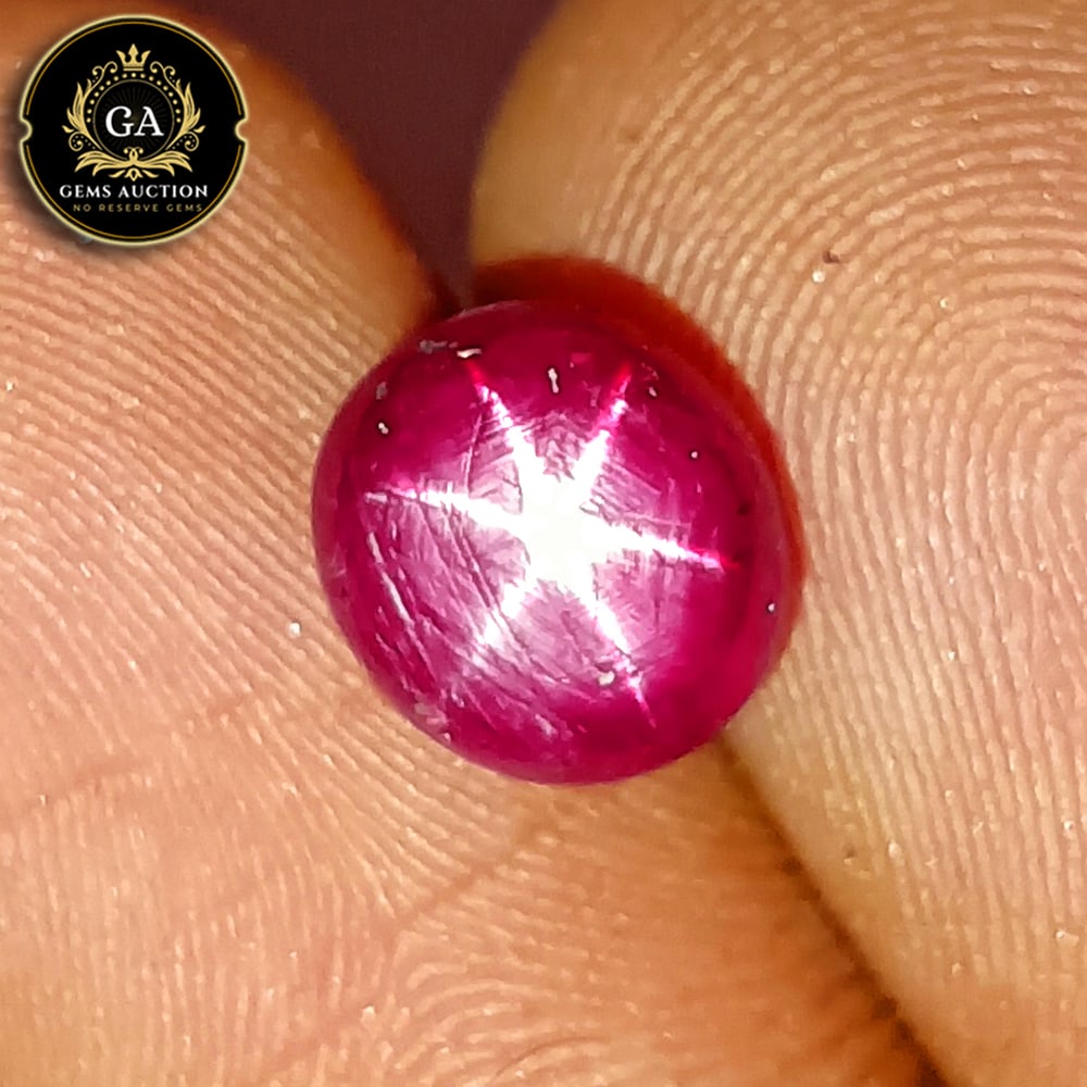 3.83 Ct Natural Untreated Red Six Line Indian Star Ruby Oval Cab (1 of 3)