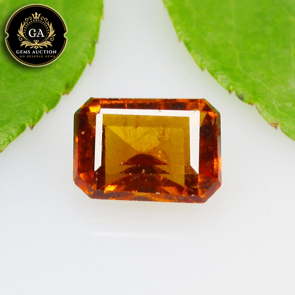 3.19 Ct Natural Deep Orange Hessonite Garnet Octagon Cut: Weight - 3.16 Ct / Size - 9.50 x 7.10 x 4.90 mm / Shape - Octagon Cut / Clarity - VVS / Origin - Nigeria / Treatment - None