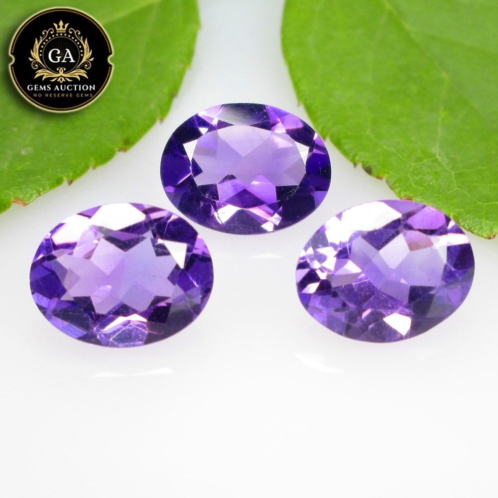 4.74 Ct Natural Purple Amethyst Oval Cut Set (1 of 3)