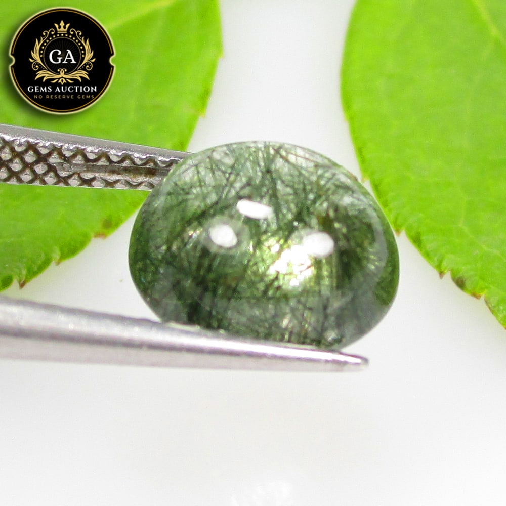 3.31 Ct Natural Green Rutile Quartz Oval Cab (1 of 3)