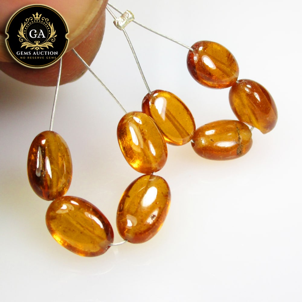 13.29 Ct Natural Deep Orange Hessonite Garnet Dumble Beads: Weight - 13.29 Ct / Size - 5.4x3.5 - 5.5x3.7 mm / 8 Pc's / Shape - Dumble Beads / Clarity - VVS / Origin - Nigeria / Treatment - None