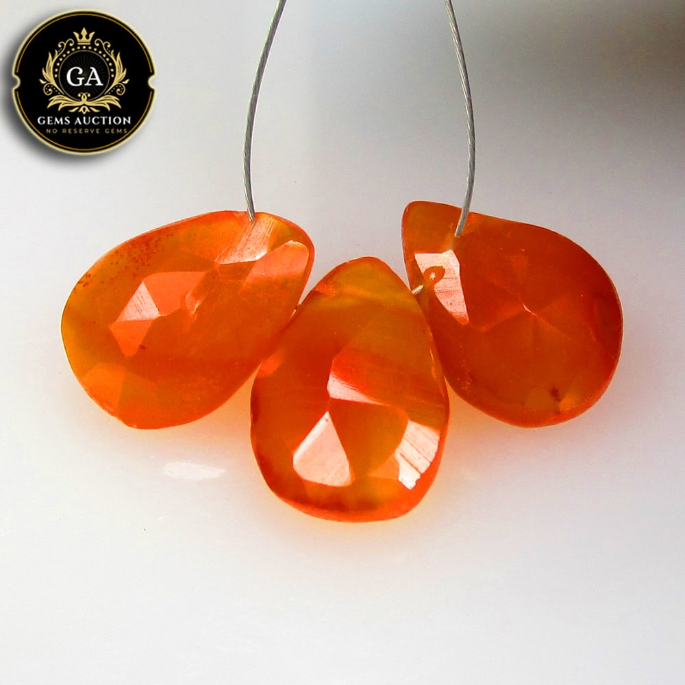 7.84 Ct Natural Orange Carnelian Drilled Pear Cut Beads: Weight - 7.84 Ct / Size - 11.6x4.1 - 12.1x4.5 mm / 3 Pc's / Shape - Pear Beads / Clarity - Semi - Transparent / Origin - Brazil