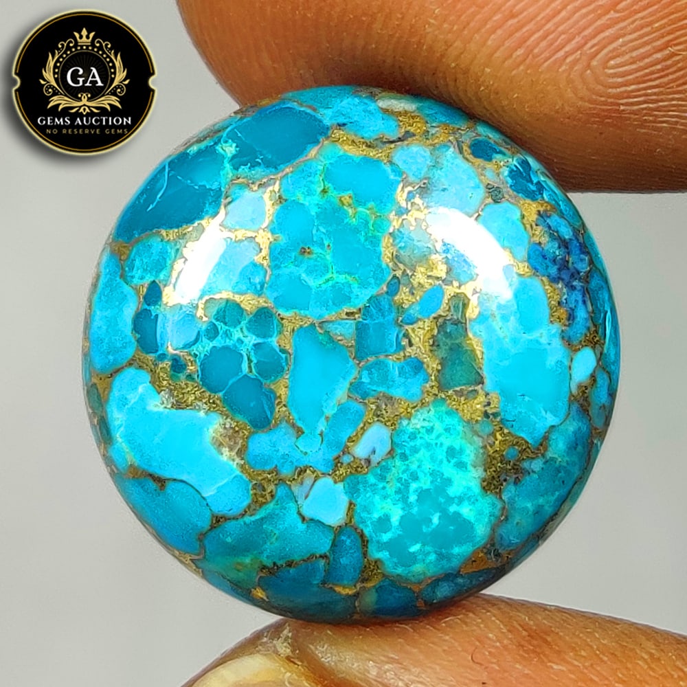 11.02 Ct Natural Copper Turquoise Round Cab (1 of 3)
