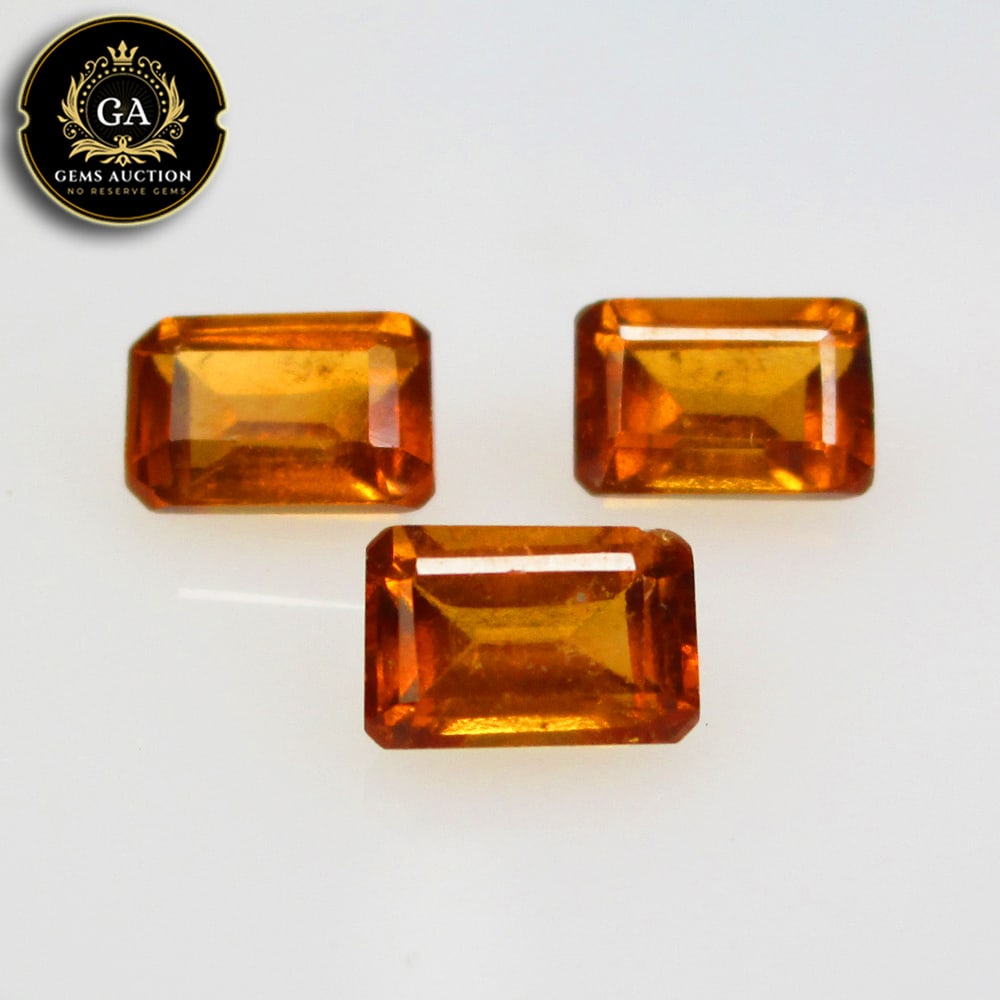 2.66 Ct Natural Deep Orange Hessonite Garnet Octagon Cut Set (1 of 3)