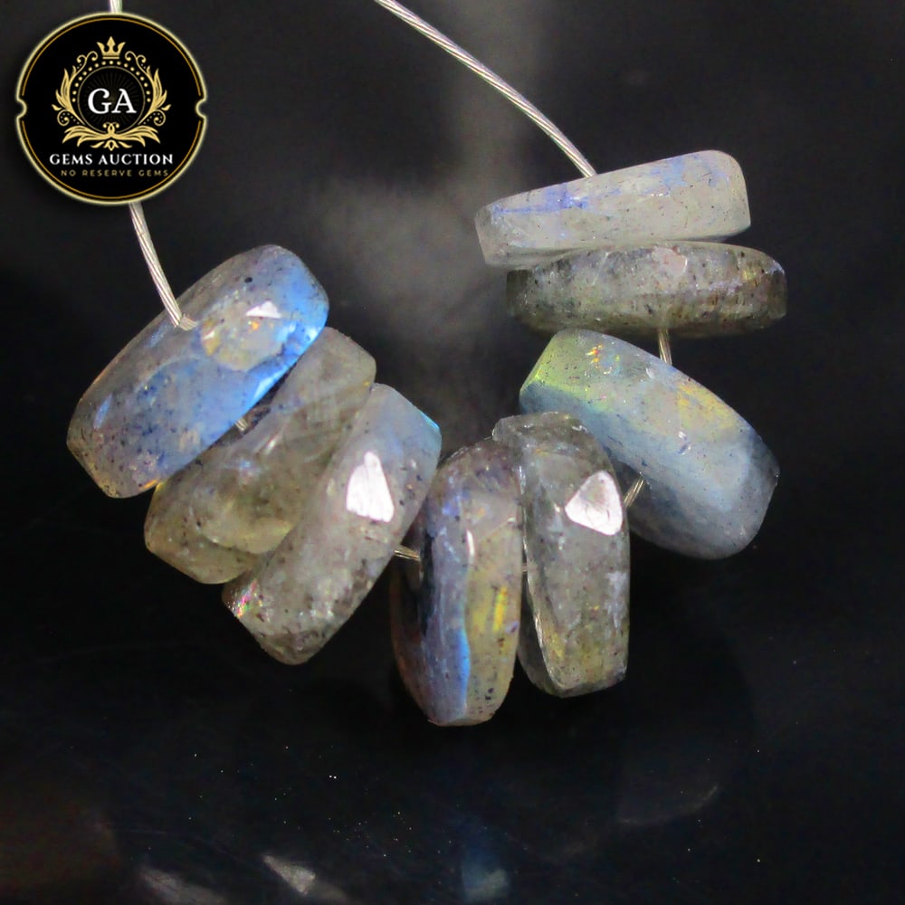9.70 Ct Natural Blue Shaded Labradorite Round Cut Beads: Weight - 9.70 Ct / Size - 7.50 - 7.60 mm / 8 Pc's / Shape - Excellent Round Cut Beads / Clarity - Opaque / Origin - Africa / Treatment - None