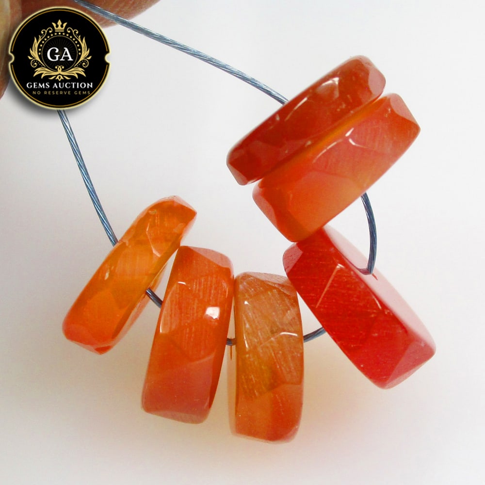 10.15 Ct Natural Orange Carnelian Drilled Round Beads: Weight - 10.15 Ct / Size - 8.10 - 8.40 mm / 6 Pc's / Shape - Round Beads / Clarity - Semi - Transparent / Origin - Brazil