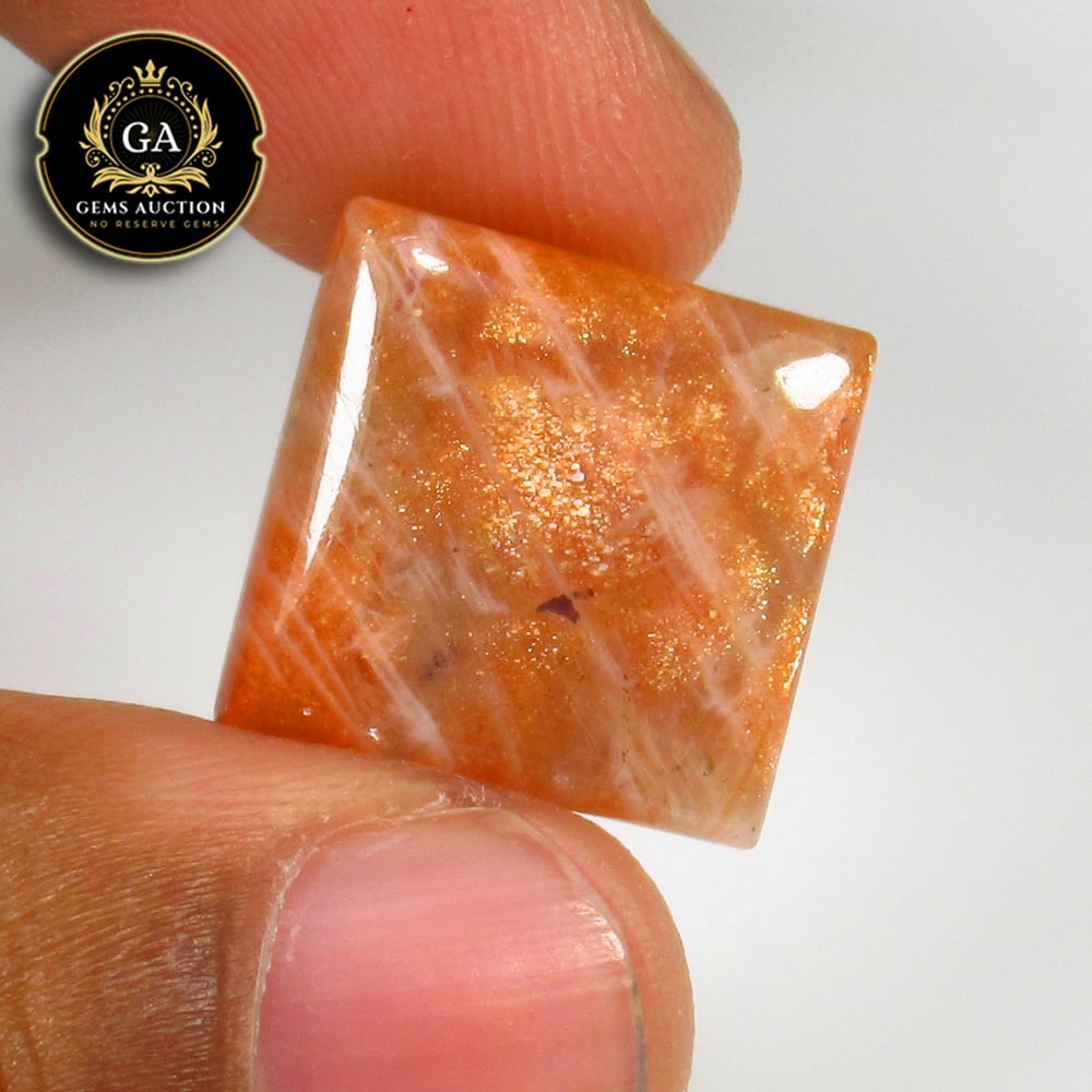 17.15 Ct Natural Sunstone Square Cab: weight - 17.15 Ct / Size - 16.50 x 16.00 x 6.00 mm / Shape - Excellent Square Cab / Origin - Brazil / Treatment - None