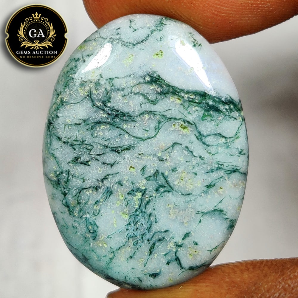20.29 Ct Natural Tree Agate Oval Cab (1 of 3)