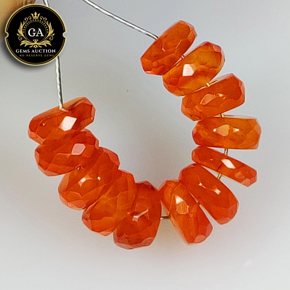 8.52 Ct Natural Orange Carnelian Drilled Round Cut Beads: Weight - 8.52 Ct / Size - 5.60 - 6.10 mm / 12 Pc's / Shape - Round Cut Beads / Clarity - Semi - Transparent / Origin - Brazil