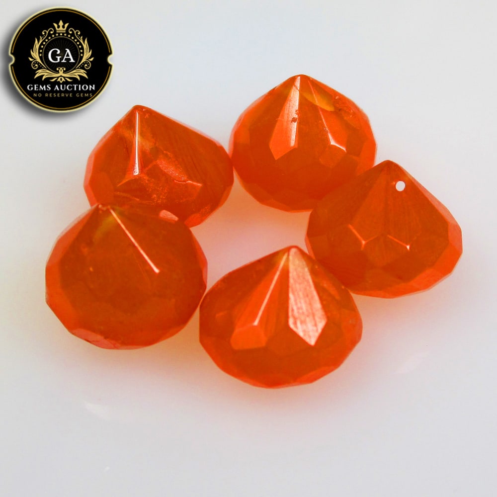 15.90 Ct Natural Orange Carnelian Drilled Round Beads: Weight - 15.90 Ct / Size - 8.30 - 8.40 mm / 5 Pc's / Shape - Round Beads / Clarity - Semi - Transparent / Origin - Brazil