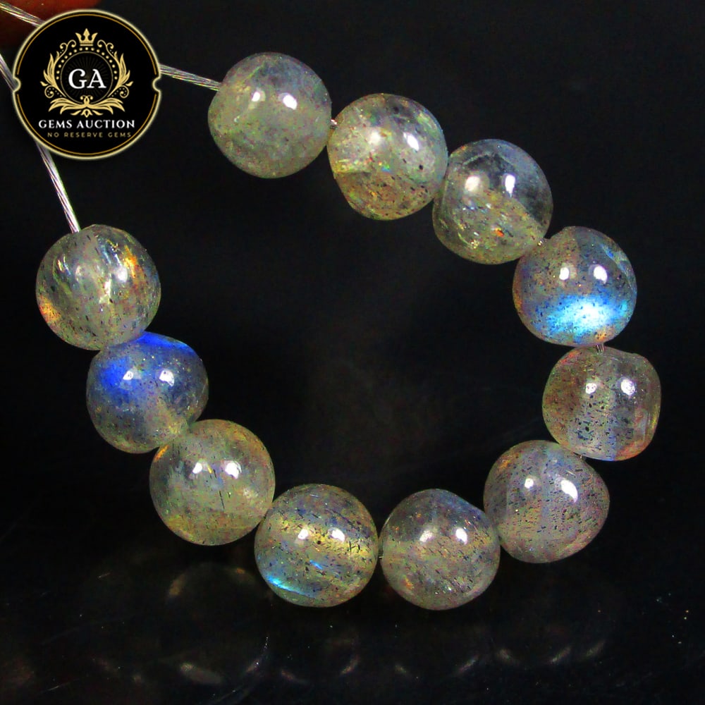 6.52 Ct Natural Labradorite Round Beads: Weight - 6.52 Ct / Size - 4.00 - 4.70 mm / 11 Pc's / Shape - Excellent Round Beads / Clarity - Opaque / Origin - Africa / Treatment - None