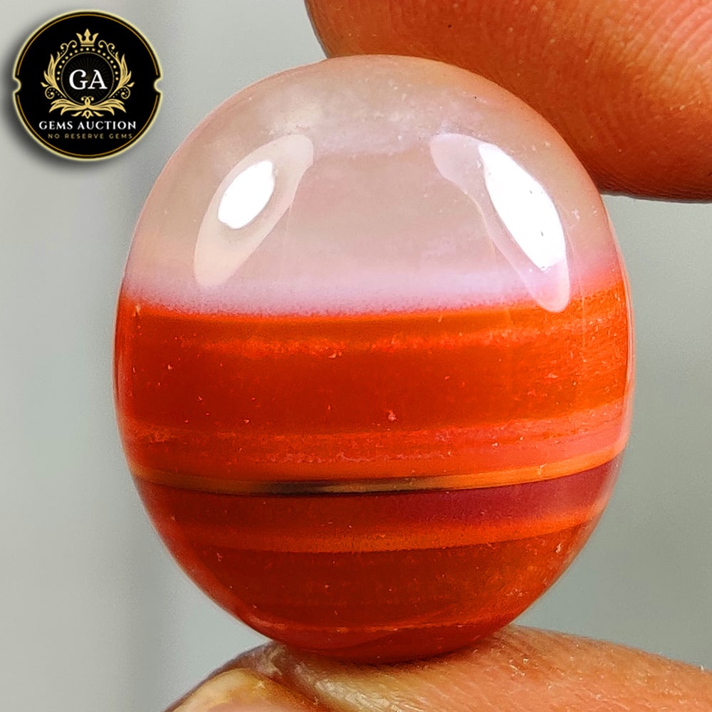 18.10 Ct Natural Orange Banded Agate Oval Cab (1 of 3)
