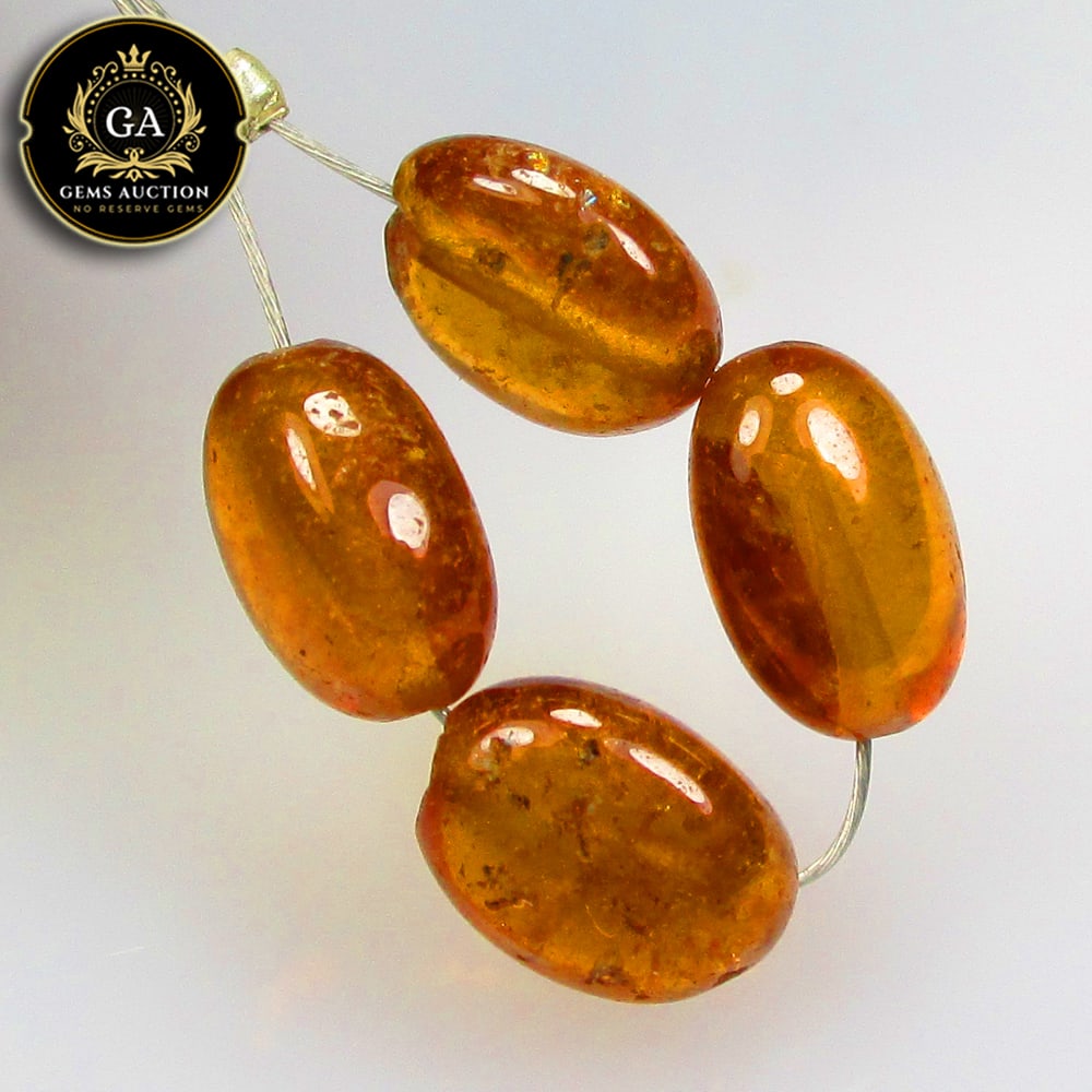 6.69 Ct Natural Orange Hessonite Garnet Dumble Beads: Weight - 6.69 Ct / Size - 5.6x3.6 - 6.0x3.5 mm / 4 Pc's / Shape - Dumble Beads / Clarity - VVS / Origin - Nigeria / Treatment - None