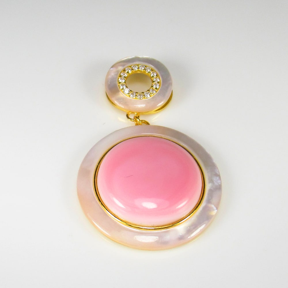 41.21 Ct Natural Pink Opal Round Cab Pendant Jewellery (1 of 3)