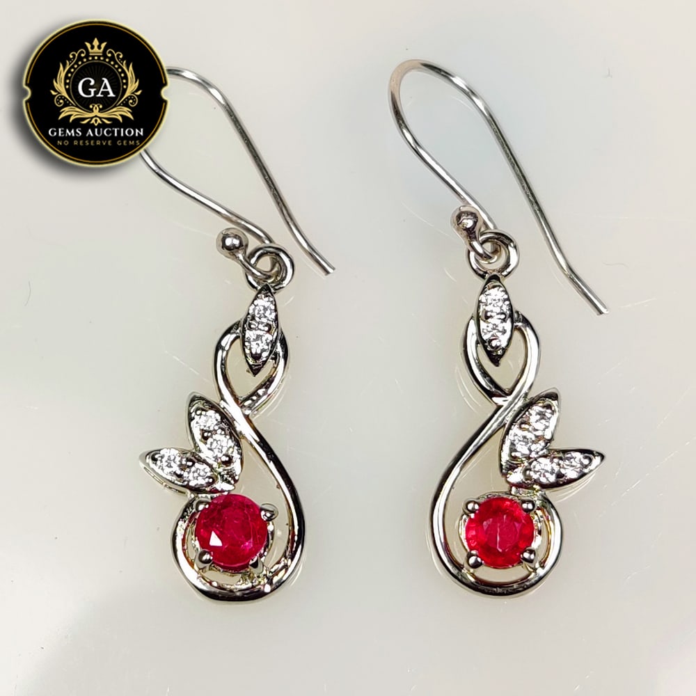 3.30g 925 Silver Natural Red RubyEarring Set (1 of 3)
