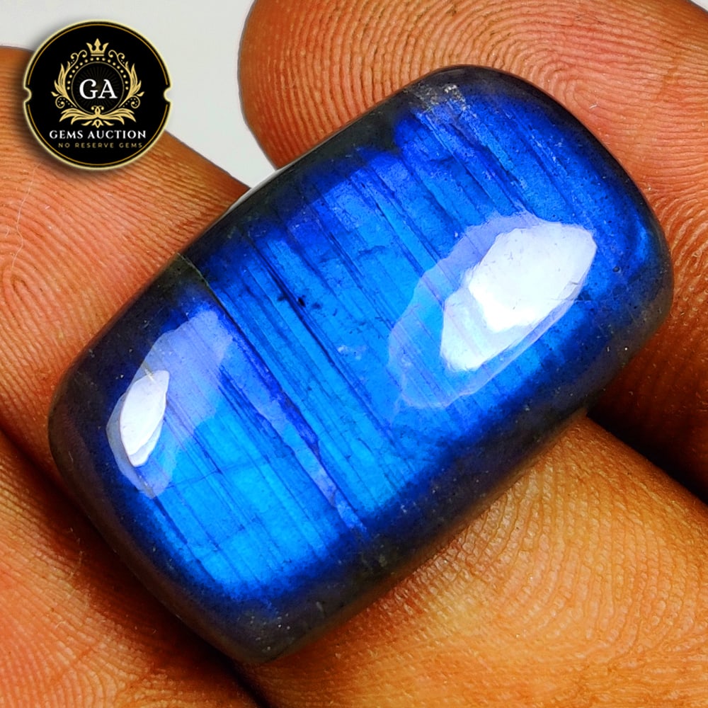 25.16 Ct Natural Blue Shaded Labradorite Cushion Cab: Weight - 25.16 Ct / Size - 27.00 x 15.60 x 6.80 mm / Shape - Cushion Cab / Clarity - Opaque / Origin - Africa / Treatment - None