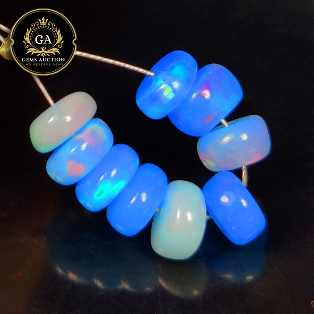 3.78 Ct Natural Blue Fire Opal Round Beads: Weight - 3.78 Ct / Size - 5.40 - 5.60 mm / 9 Pc's / Shape - Round Beads / Color - Blue / Clarity - Translucent / Origin - Ethiopia / Treatment - Heated