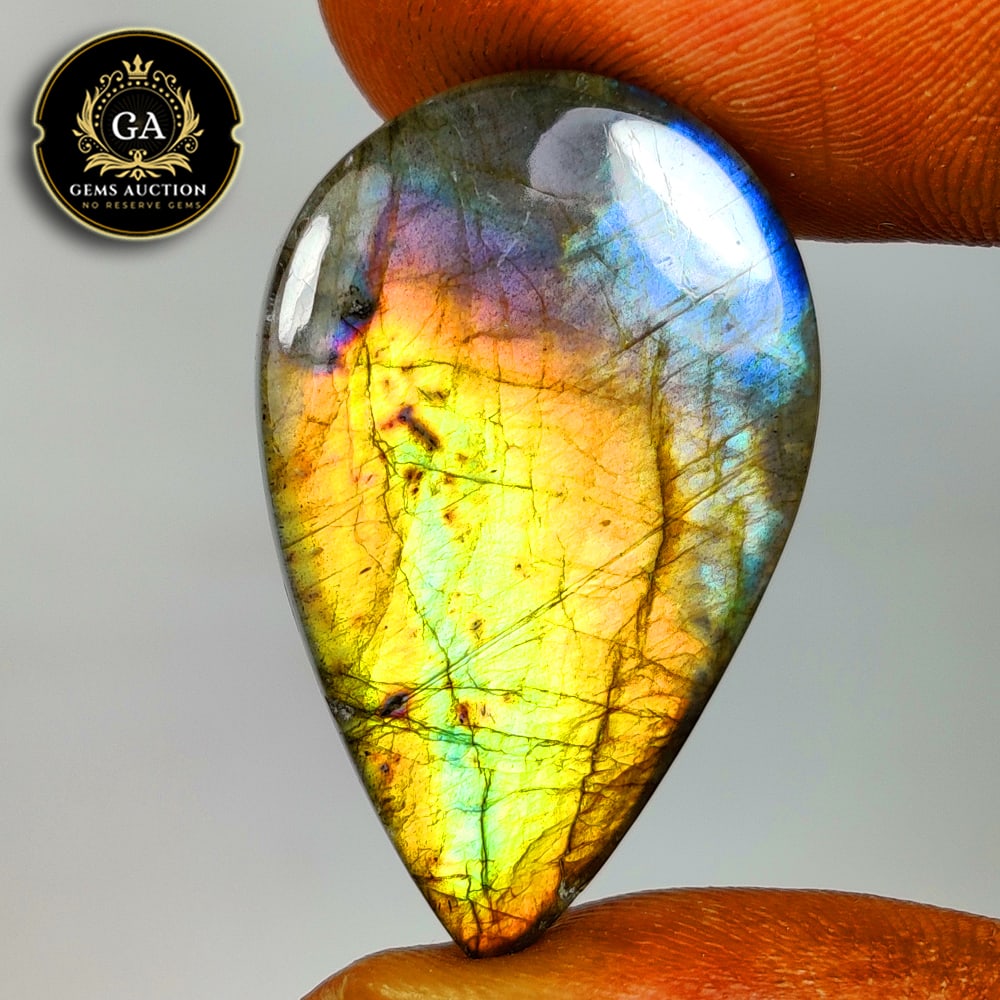 21.40 Ct Natural Labradorite Pear Cab (1 of 3)