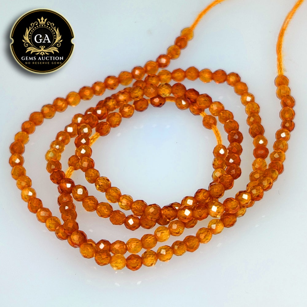 11.94 Ct Natural Orange Hessonite Garnet Round Cut Beads: Weight - 11.94 Ct / Ct / Size - 2.20 - 2.30 mm / 156 Pc's / Shape - Round Cut Beads / Clarity - VVS / Origin - Nigeria / Treatment - None