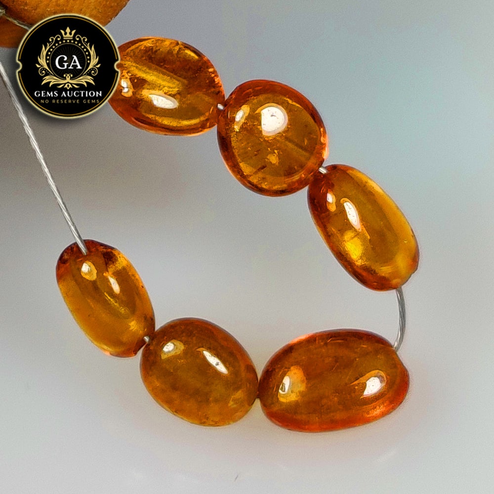 5.62 Ct Natural Orange Hessonite Garnet Dumble Beads: Weight - 5.62 Ct / Ct / Size - 4.3x3.2 - 5.0x3.5mm / 6 Pc's / Shape - Dumble Beads / Clarity - VVS / Origin - Nigeria / Treatment - None