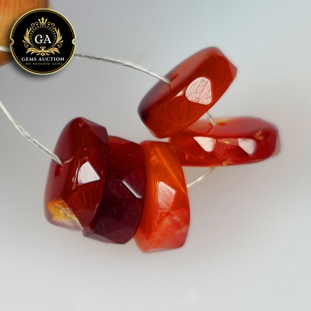 8.97 Ct Natural Orange Carnelian Drilled Round Beads: Weight - 8.97 Ct / Size - 8.20 - 8.30 mm / 5 Pc's / Shape - Round Beads / Clarity - Semi - Transparent / Origin - Brazil