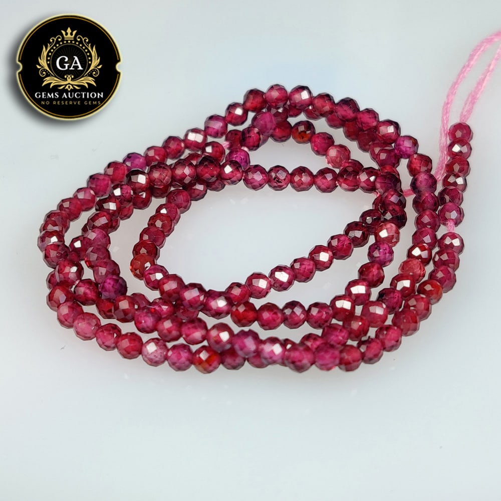 13.95 Ct Natural Rhodolite Garnet "Purplish Pink" Round Cut Beads: Weight - 13.95 Ct / Size - 2.20 - 2.30 mm / 16 Pc's / Shape - Round Cut Beads / Clarity - Transparent / Origin - Nigeria / Treatment - None