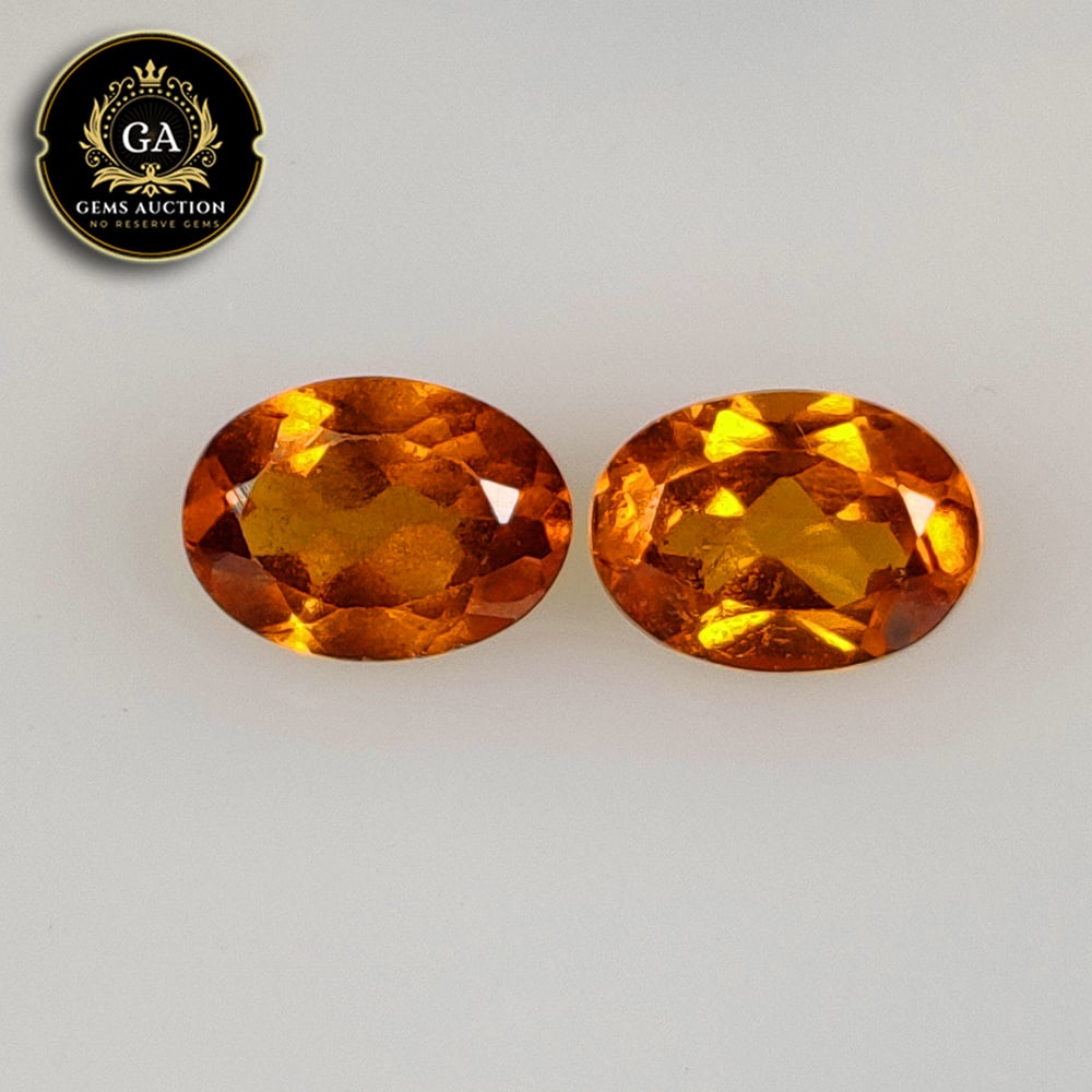 1.87 Ct Natural Orange Hessonite Garnet Oval Cut Pair: Weight - 1.87 Ct / Size - 7.00 x 5.10 x 3.30 mm / 2 Pc's / Shape - Oval Cut / Clarity - VVS / Origin - Nigeria / Treatment - None