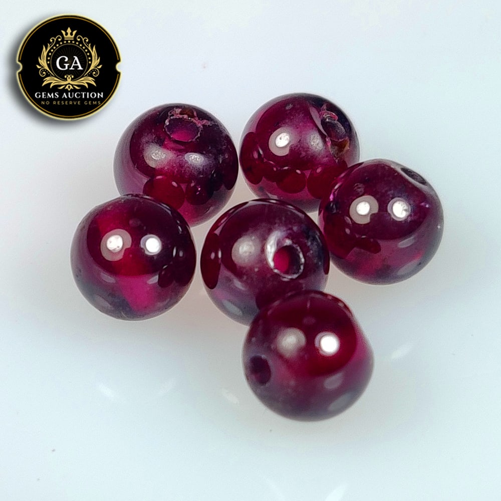 8.86 Ct Natural Rhodolite Garnet "Purplish Pink" Round Beads: Weight - 8.86 Ct / Size - 5.10 - 5.30 mm / 6 Pc's / Shape - Round Beads / Clarity - Transparent / Origin - Nigeria / Treatment - None