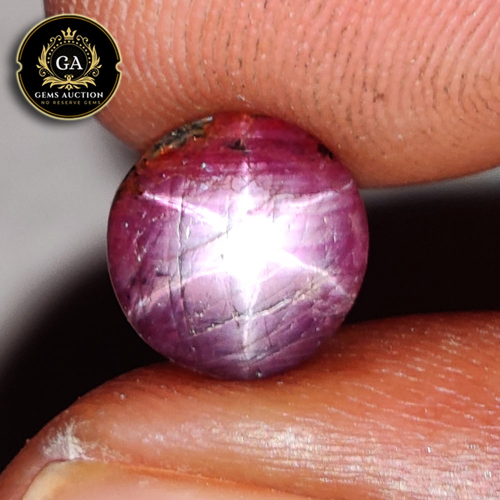 3.48 Ct Natural Untreated Unheated Six Line Star Ruby Round Cab (1 of 3)