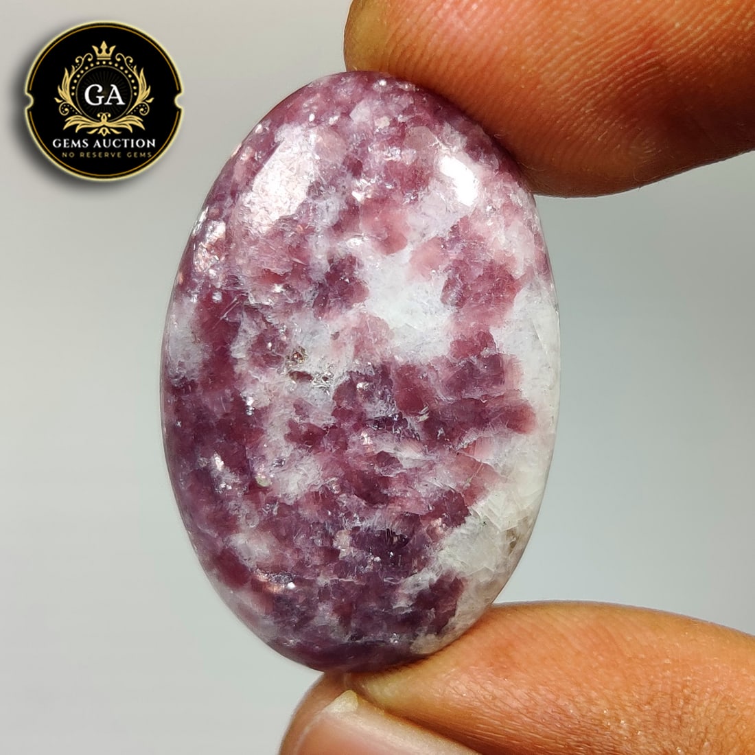 25.76 Ct Natural Lepidolite Oval Cab (1 of 3)