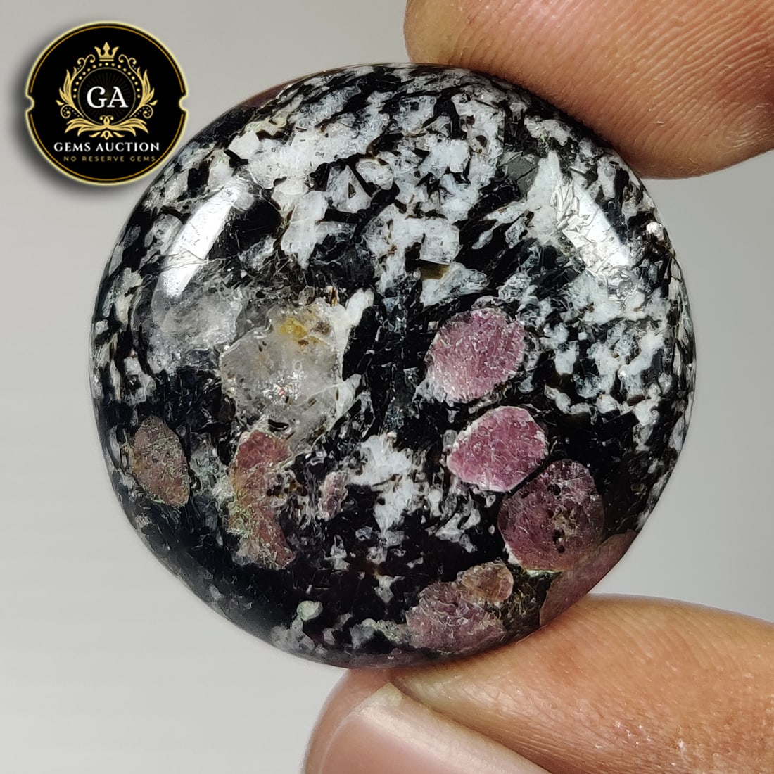 39.24 Ct Natural Snowflake Jasper Round Cab (1 of 3)