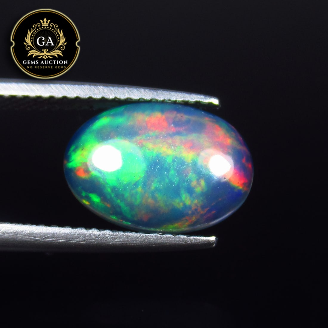 1.85 Ct Natural Black Flash Fire Opal Oval Cab (1 of 3)