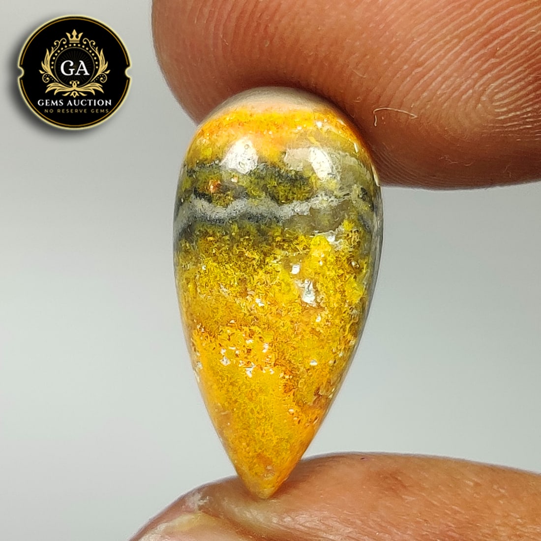 5.93 Ct Natural Bumblebee Jasper Pear Cab (1 of 3)