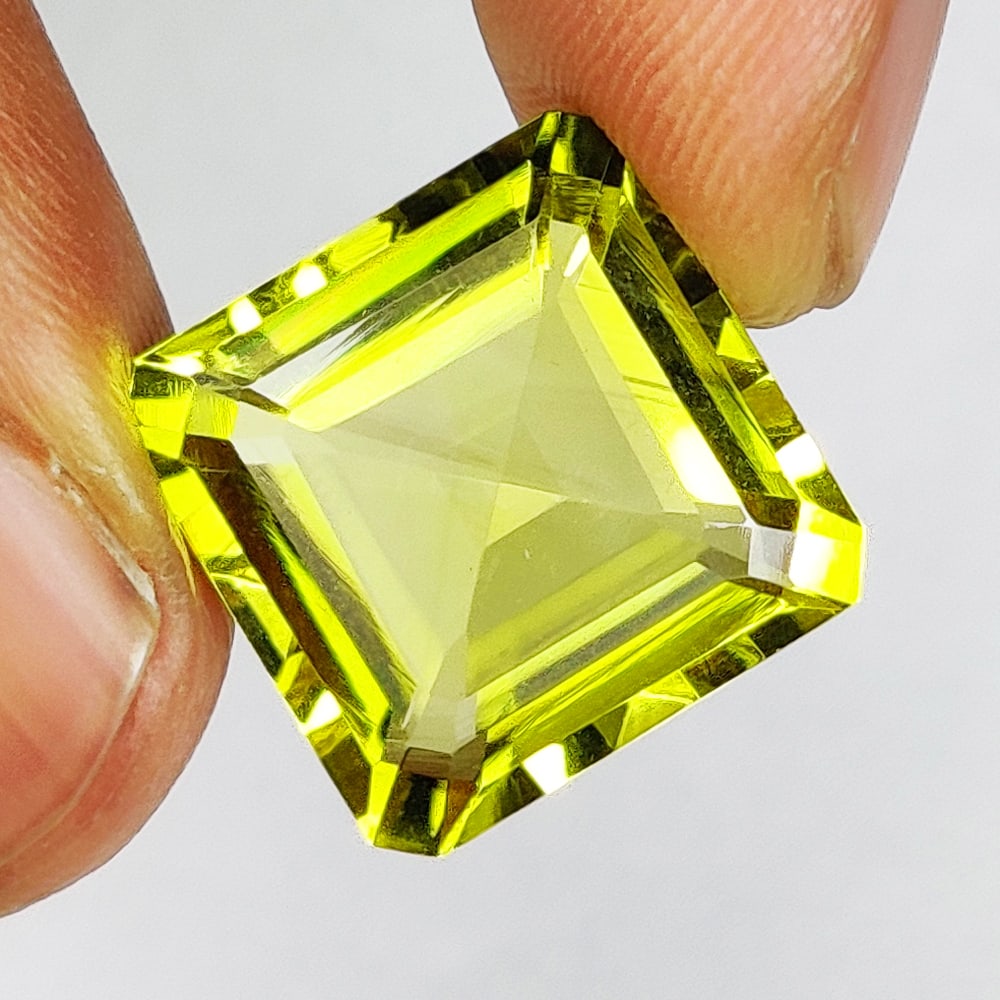 10.78 Ct Natural Lemon Quartz Square Octagon Cut: Weight - 10.78 Ct / Size - 14.10 x 14.00 x 7.70 mm / Top Quality Luster / Excellent Square Octagon Cut / Origin - Brazil / Treatment - None