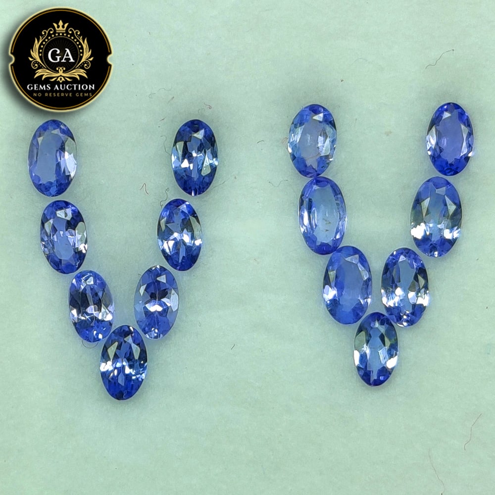 3.07 Ct Natural Tanzanite Oval Cut Set: Weight - 3.07 Ct / Size- 4.8x3.0 + 5.3x3.3 mm / 14 Pc's / Shape - Oval Cut / Clarity - SI / Origin - Tanzania / Treatment - Standard Heated
