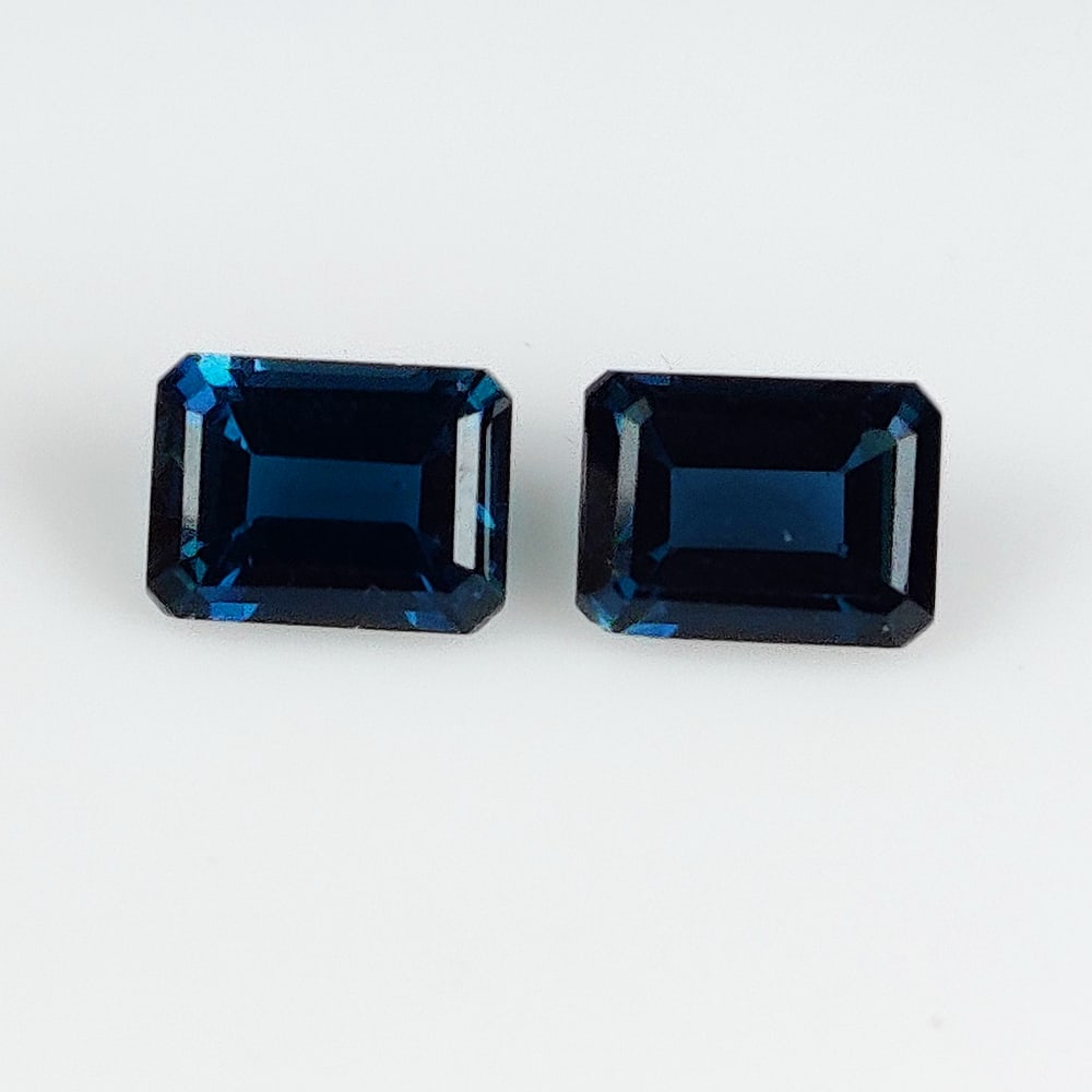 4.29 Ct Natural London Blue Topaz Emerald Cut Pair (1 of 2)